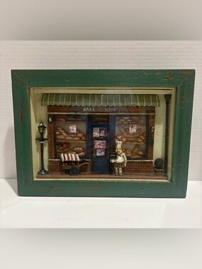 Decorative Green Framed Bakery Wall Art - 3D Shadow Box- Home Kitchen Accent